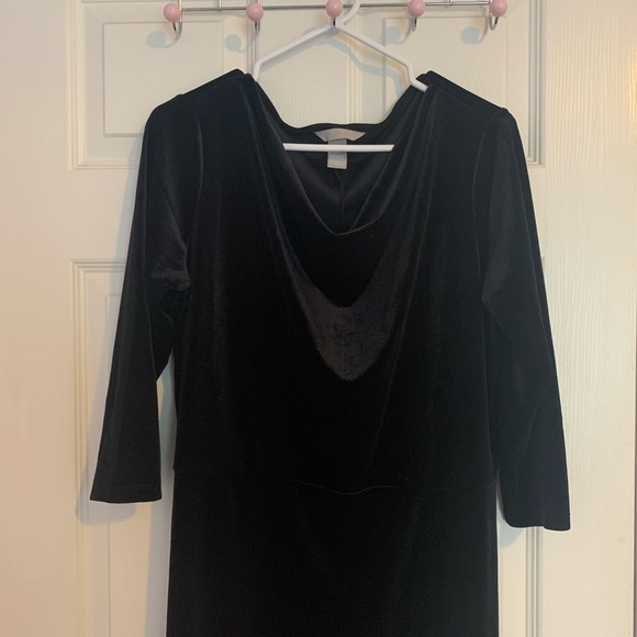 🎉 2/50 Black Velour Evening Dress - Picture 2 of 3